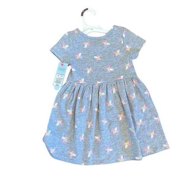 Cat & Jack Toddler Girls' Unicorn Print Dress Gray Size 2T Casual - Picture 2 of 4